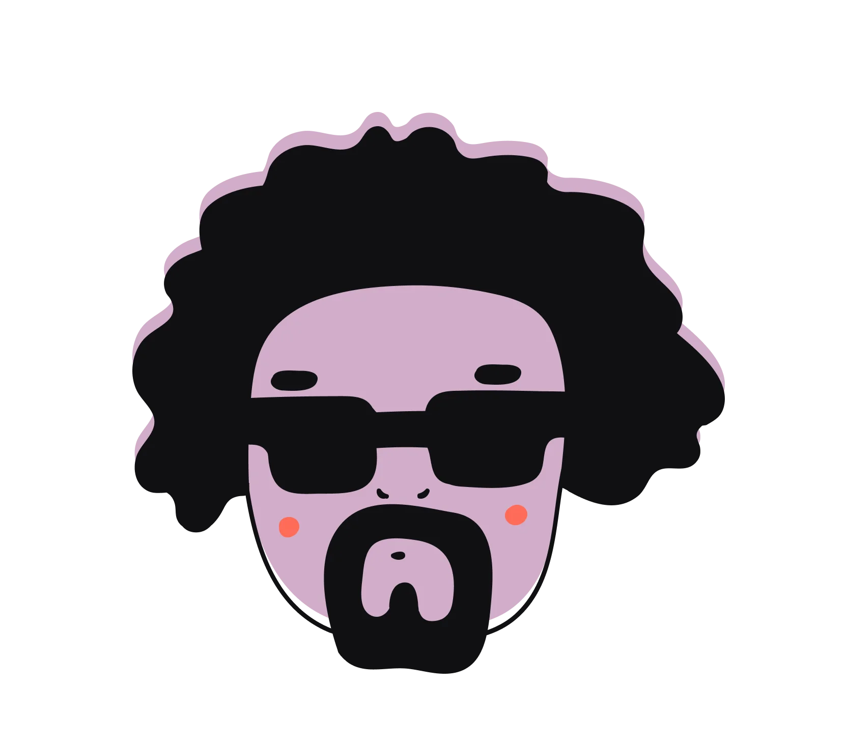 Illustration of a face with sunglasses and a large afro on a white background