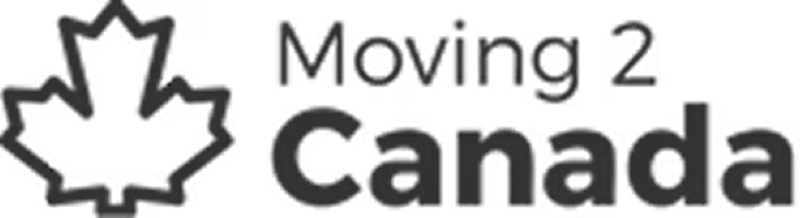 Logo with a maple leaf and 'Moving 2 Canada' text