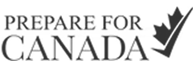 Text 'Prepare for Canada' with a maple leaf symbol on a black background