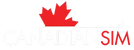 Logo of Canadian SIM with a red maple leaf on a white background