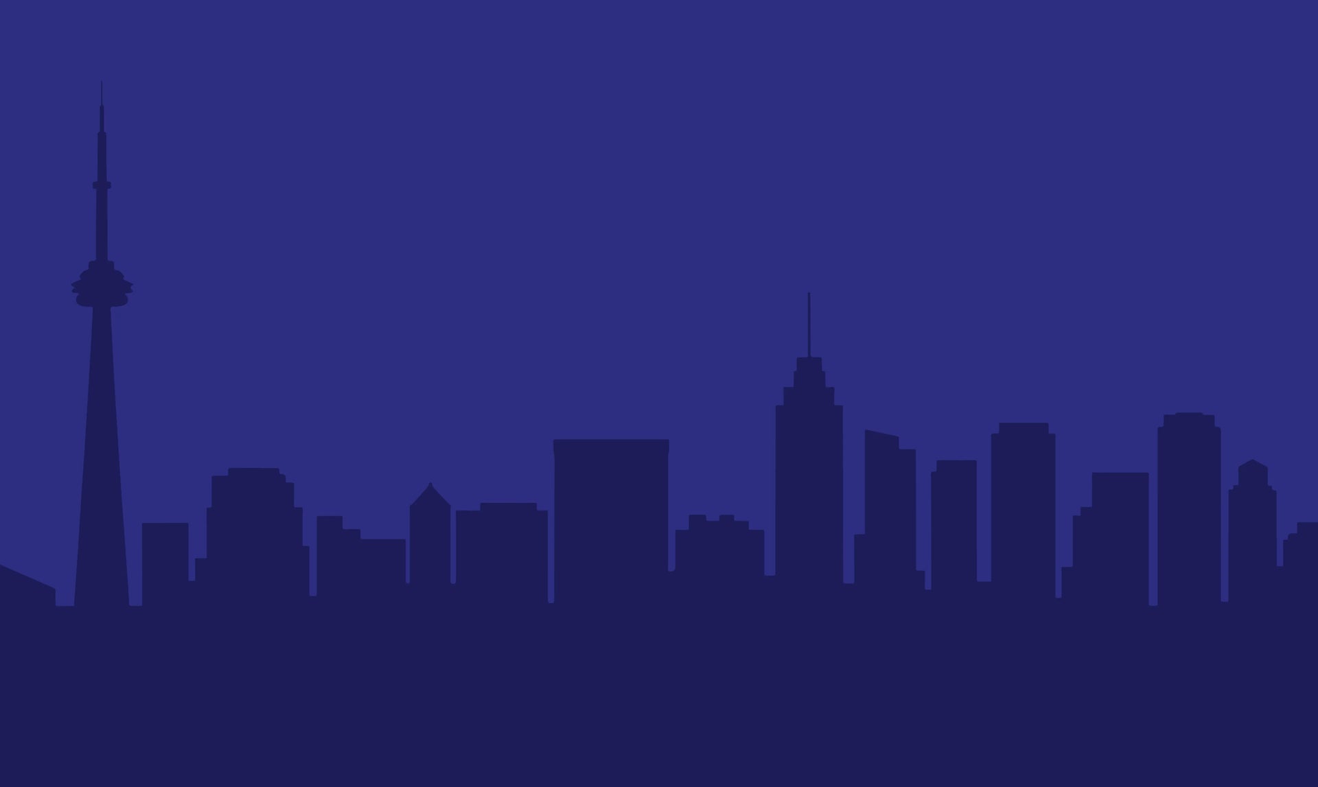 Silhouette of a city skyline on a blue background

