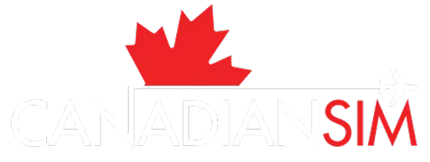 Logo of Canadian SIM with a red maple leaf on a white background