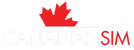 Logo of Canadian SIM with a red maple leaf on a white background