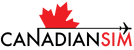 Logo of Canadian Sim with a red maple leaf and black airplane on a white background